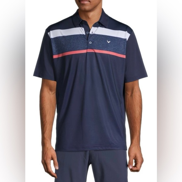 Calloway Mens polo shirt, Large OptiDri Navy blue. Solid navy back. Lightweight - Picture 3 of 3